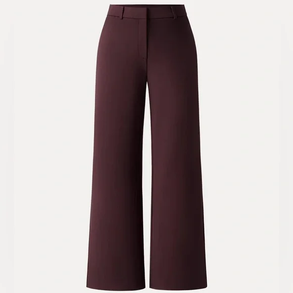 OGL Ponte-De-Roma High Rise Wide Leg Trousers Dark Berry XS - Picture 1 of 7